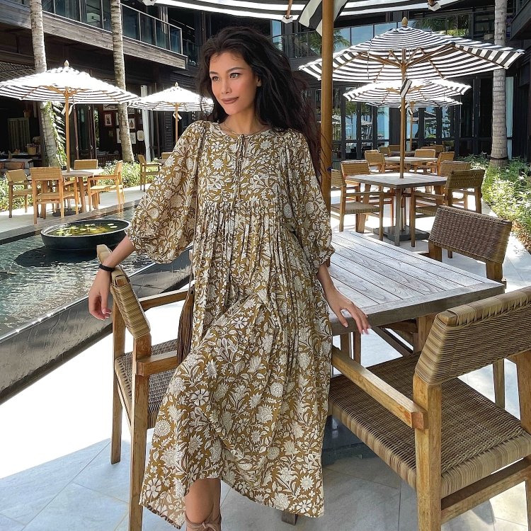 samden women high quality Sustainable cotton Floor Length applique dresses casual summer