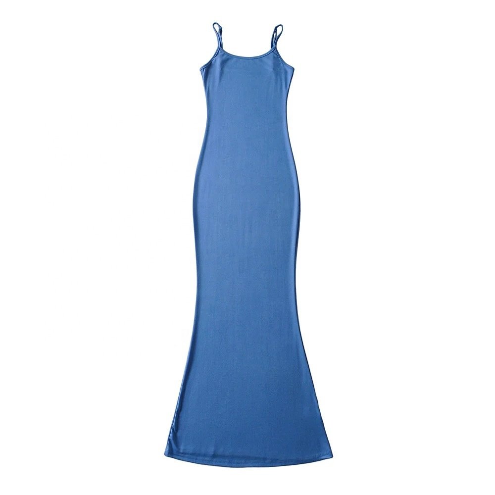 2022 New Popular Ladies Casual Dresses Solid Knitted Buttock Sling Long Flare Hem dresses Elegant Women Casual Dress