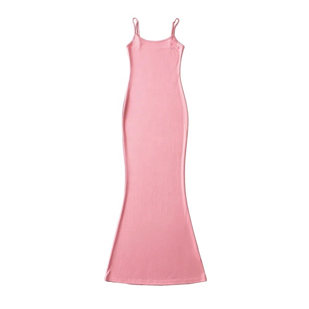 2022 New Popular Ladies Casual Dresses Solid Knitted Buttock Sling Long Flare Hem dresses Elegant Women Casual Dress