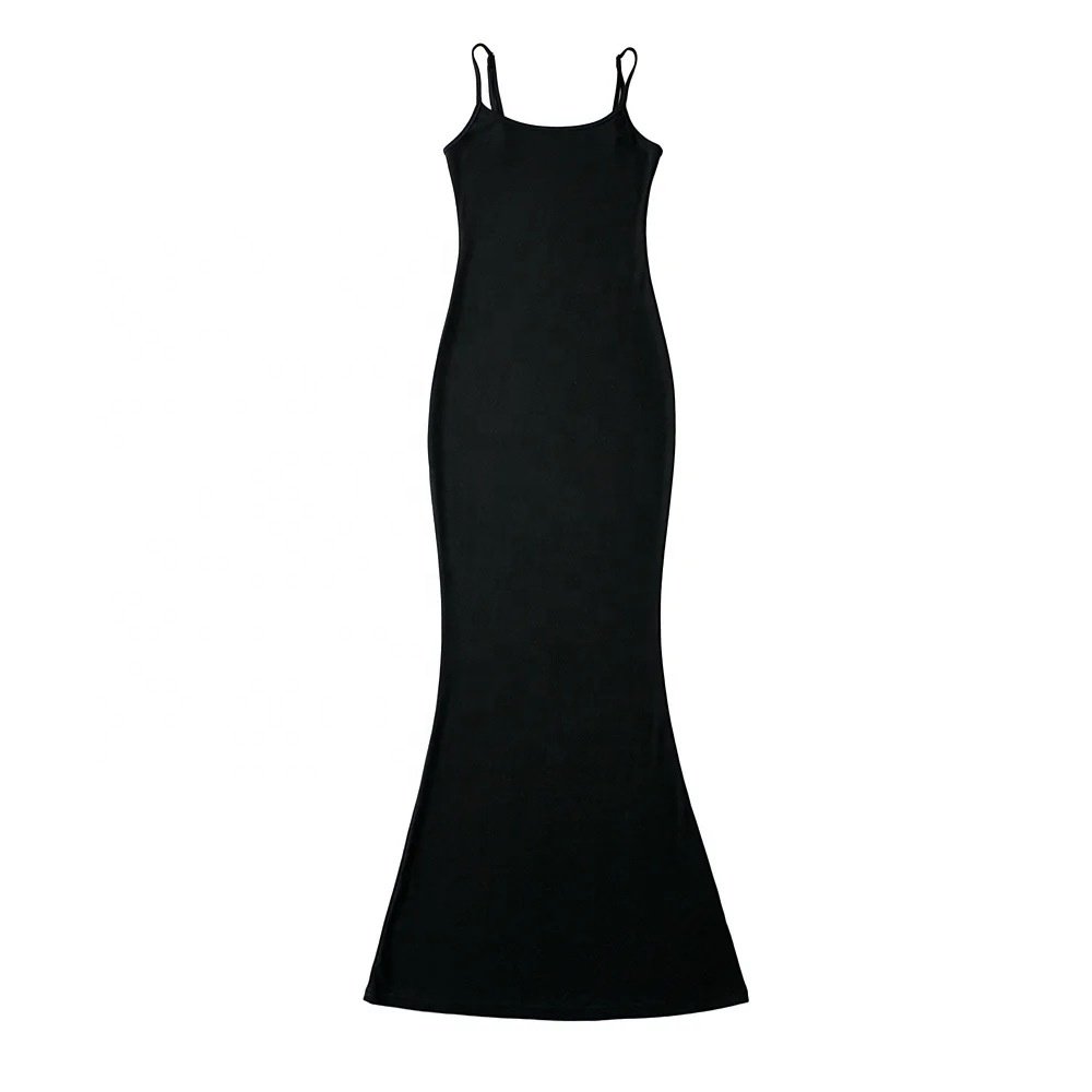 2022 New Popular Ladies Casual Dresses Solid Knitted Buttock Sling Long Flare Hem dresses Elegant Women Casual Dress