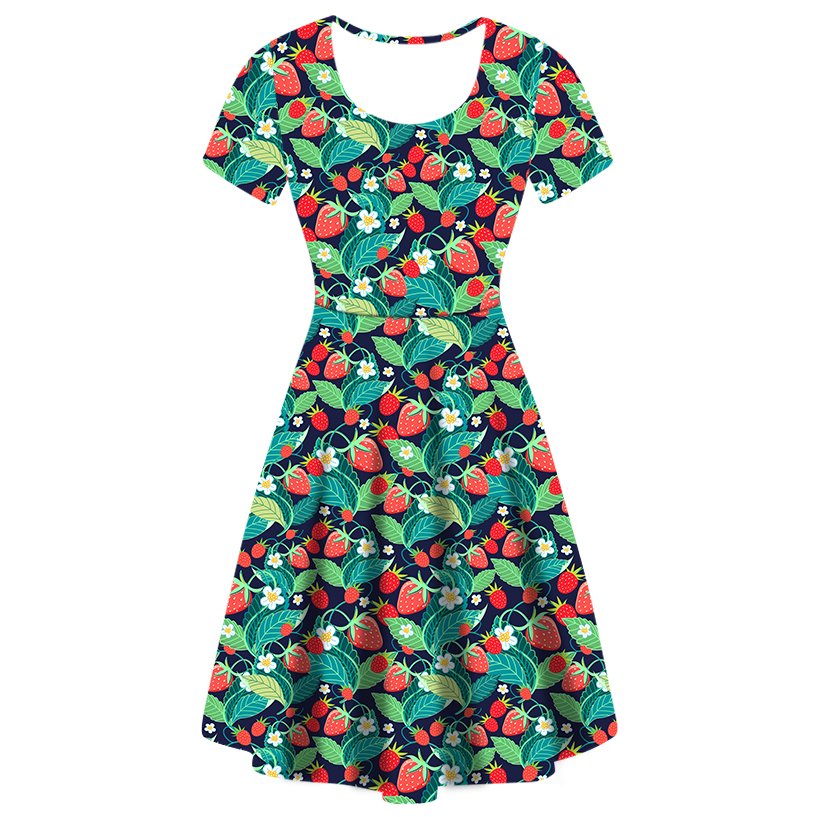2023 Customized Digital Print Pattern Summer Knit Women Casual Short Sleeves Round Neck Dresses