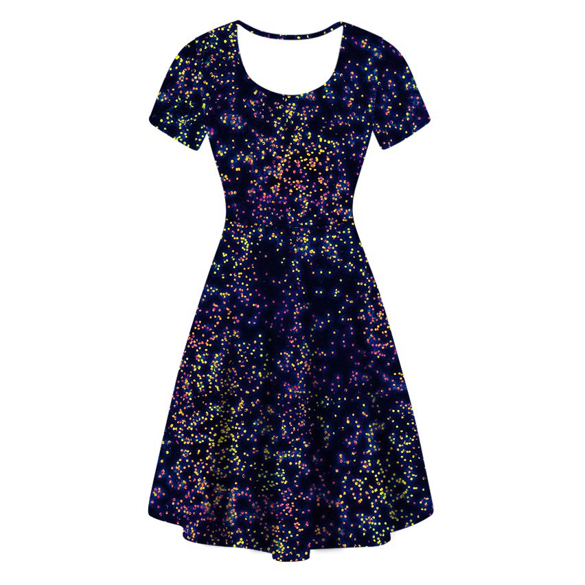 2023 Customized Digital Print Pattern Summer Knit Women Casual Short Sleeves Round Neck Dresses