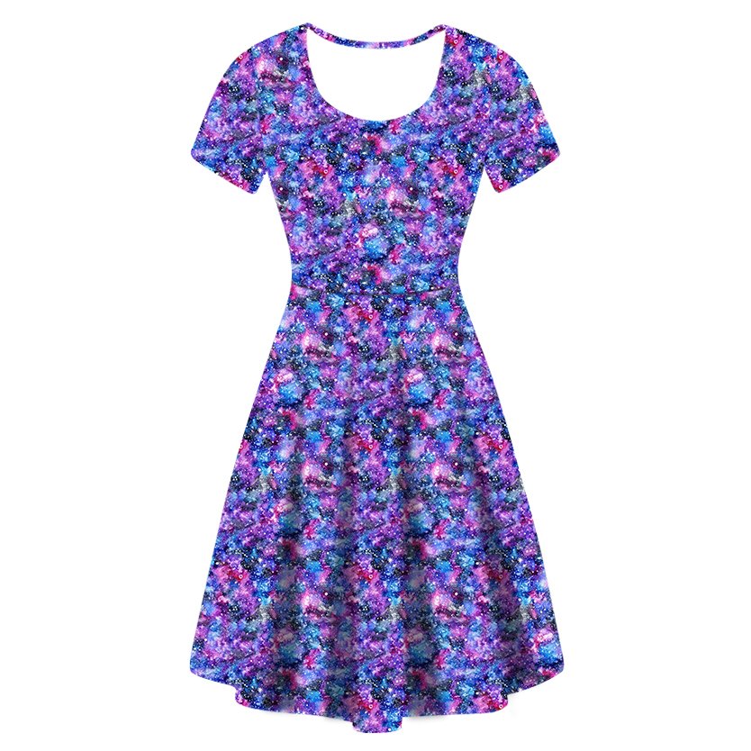 2023 Customized Digital Print Pattern Summer Knit Women Casual Short Sleeves Round Neck Dresses