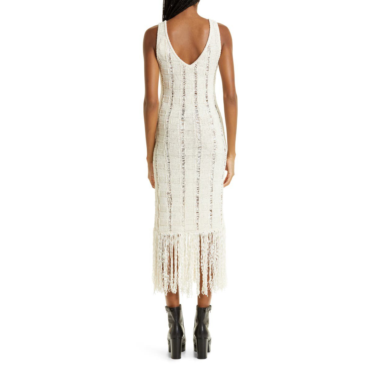 Dress manufacturer custom distressed Knit Maxi Dress sleeveless fringe tassel casual long knitted Sweater Dress women Clothing