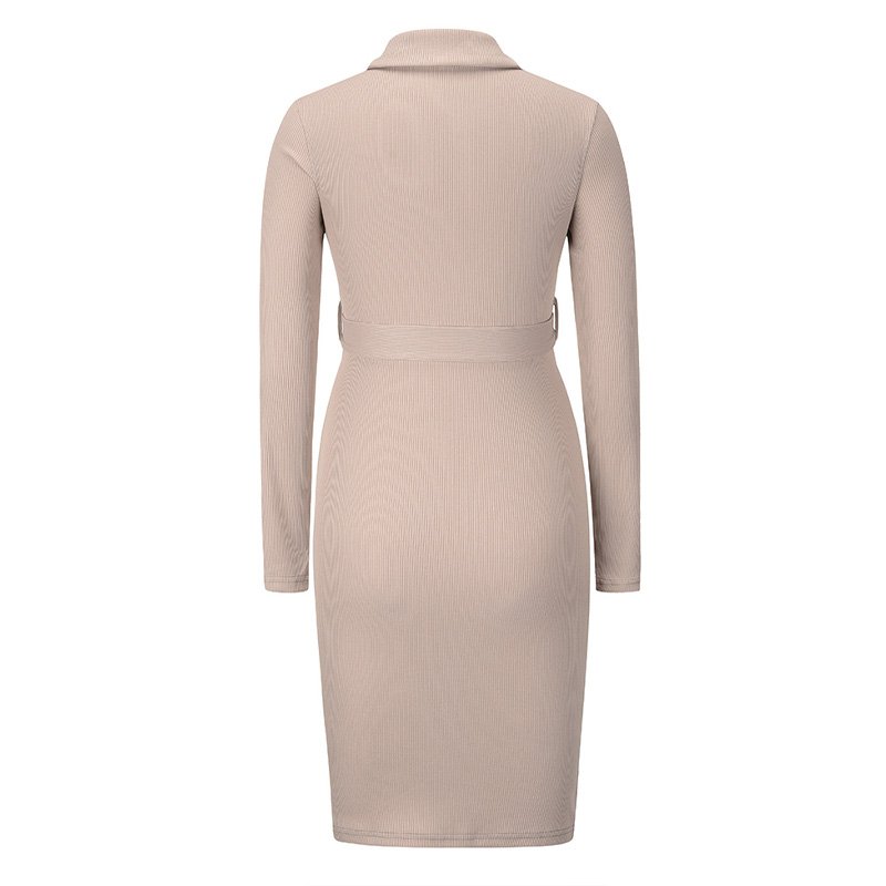 Mid-length hedging knitted spring and autumn new dress women's plus size long-sleeved slim dress