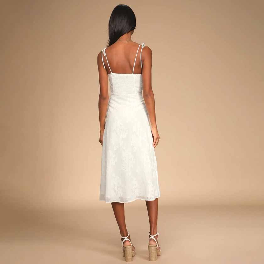 Casual Summer Backless Women's Dress Sexy Strap Sling Slit Floral Midi Dress