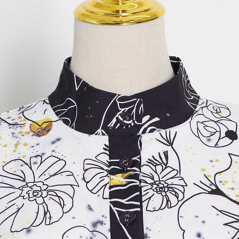 Summer Streetwear Floral Print Women's Dress Round Collar Short Sleeves High Waist Casual Dresses For Women