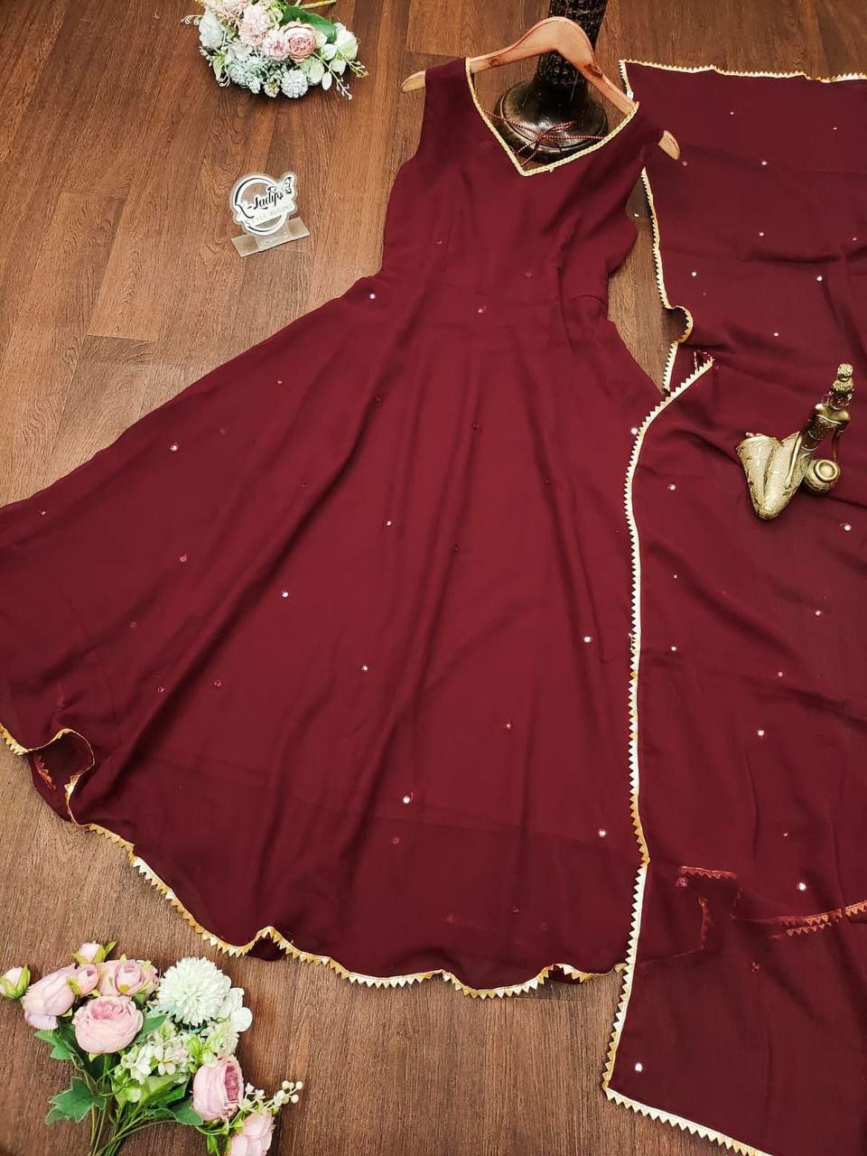 Indian Ethnic Wear Ready to Wear Georgette Floral Print Summer Style Maxi Dresses For Parties Custom Bridal Kurti