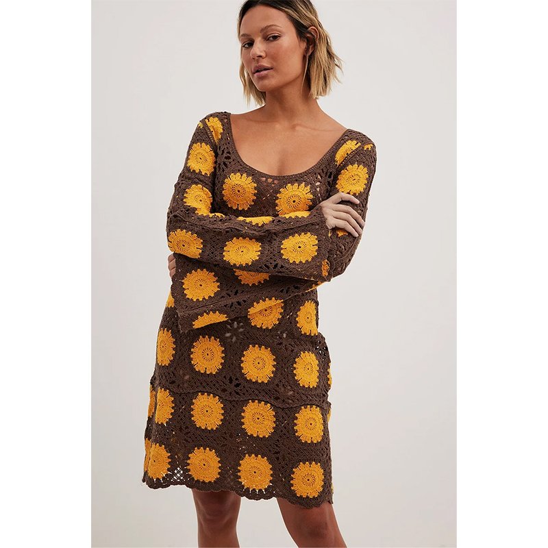 Newly arrived and designed knitted lightweight crochet dress casual crochet dress