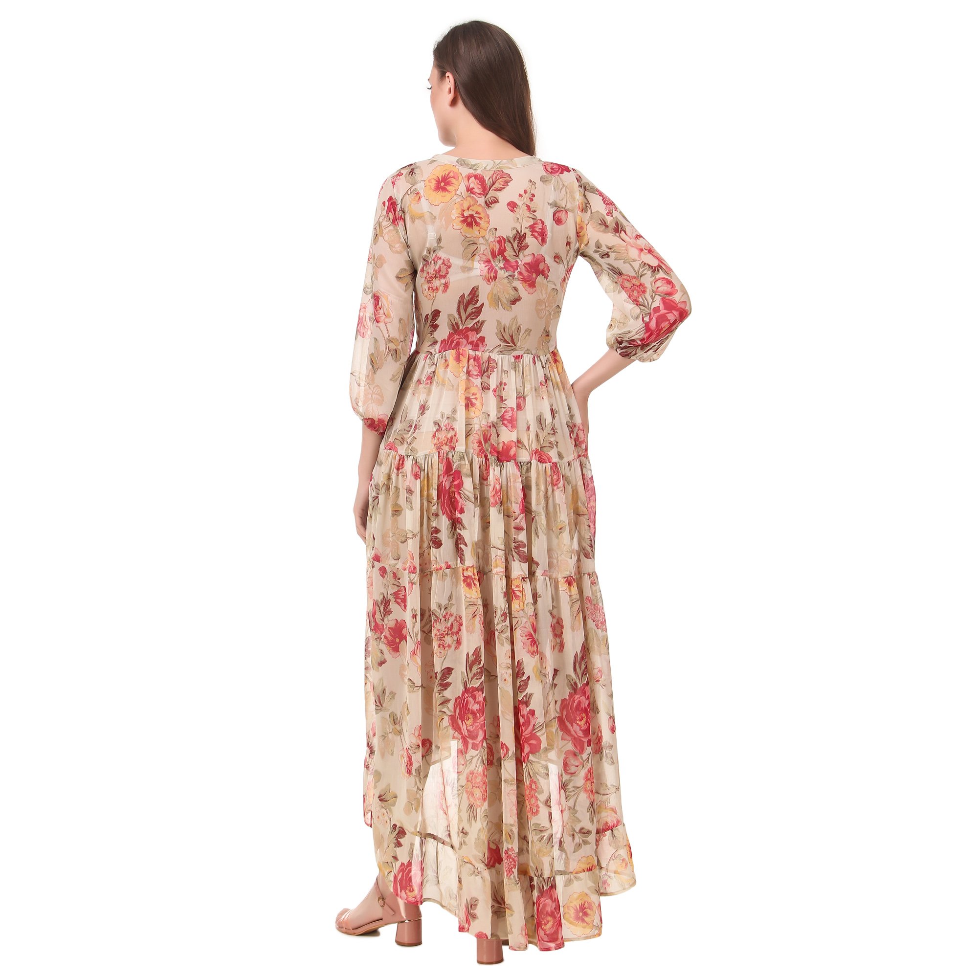 Chiffon Floral Printed long Casual Dress