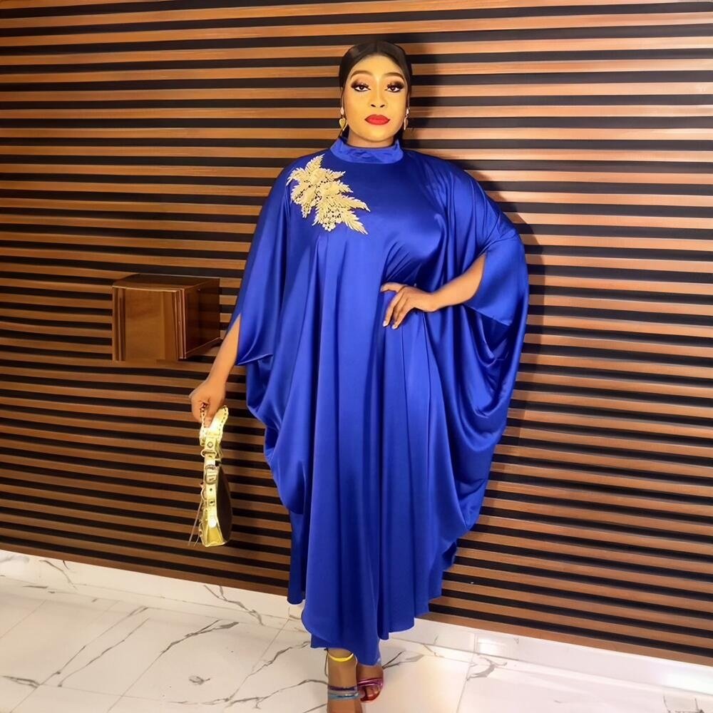 High Quality East African Clothing rayon African Bazin Embroidery Design Dress Rhinestone embroidery ghana dress styles
