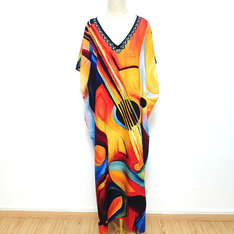 chaoqi brand Hot Sales Women Long Ponchos Dress Off Shoulder Frill Dress Ladies Hibiscus Flower Print Elegant Casual Dresses