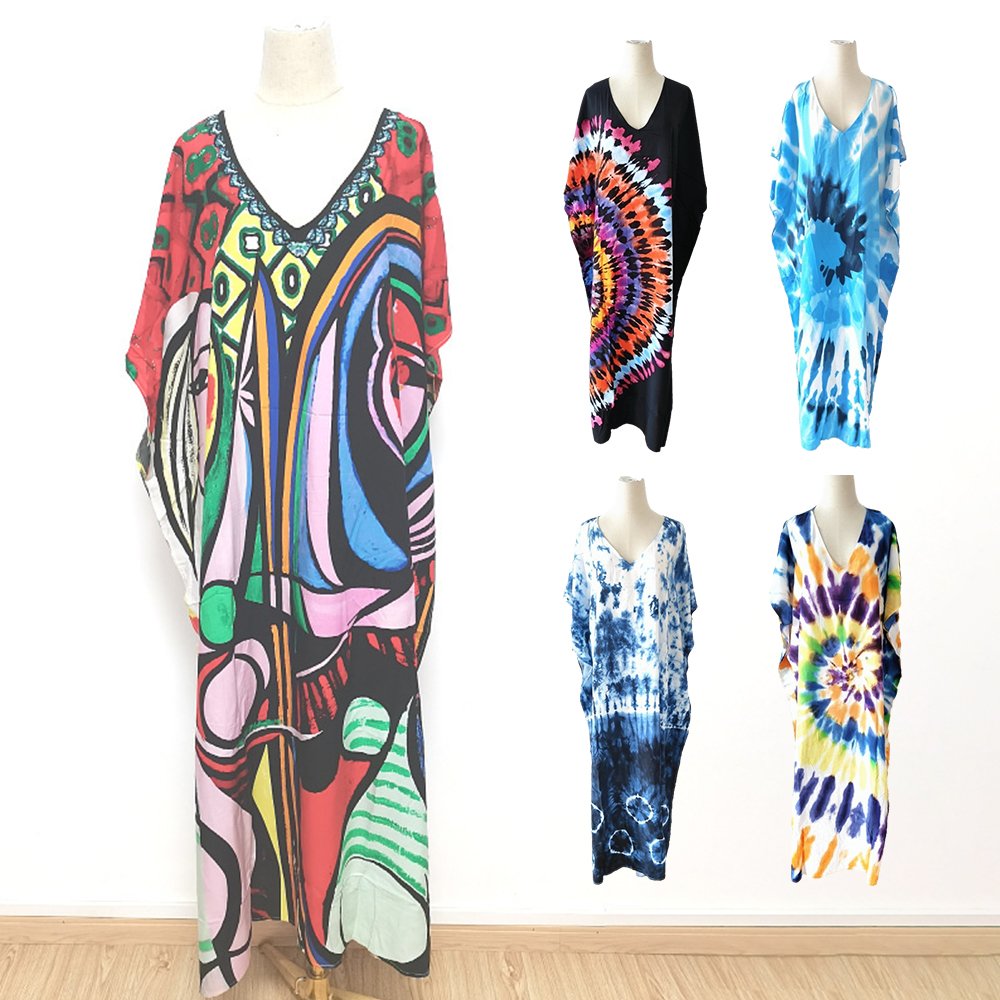 chaoqi brand Hot Sales Women Long Ponchos Dress Off Shoulder Frill Dress Ladies Hibiscus Flower Print Elegant Casual Dresses