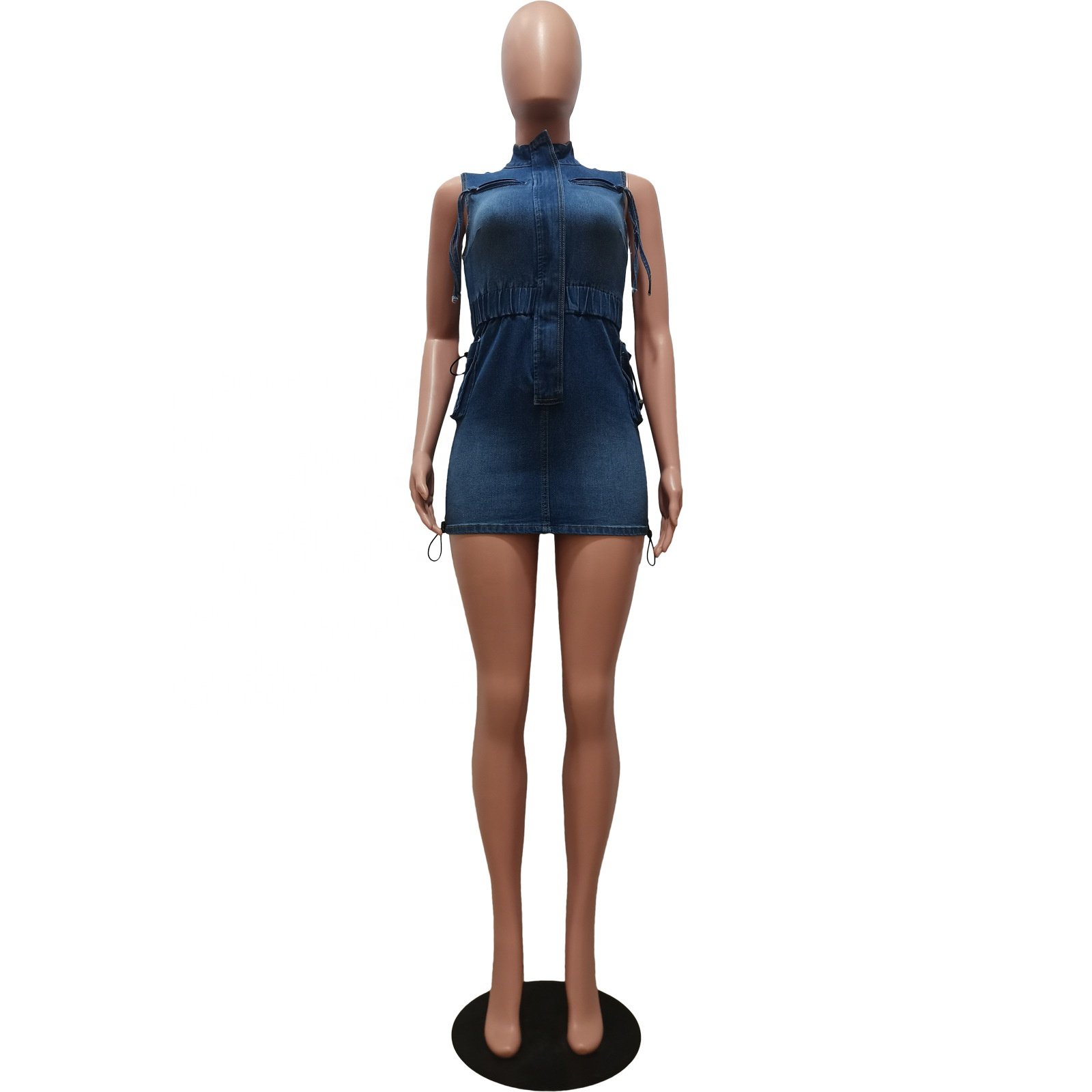 Fashion trendy Sexy hip-wrapped stretch denim dress jeans dress Sexy denim dress