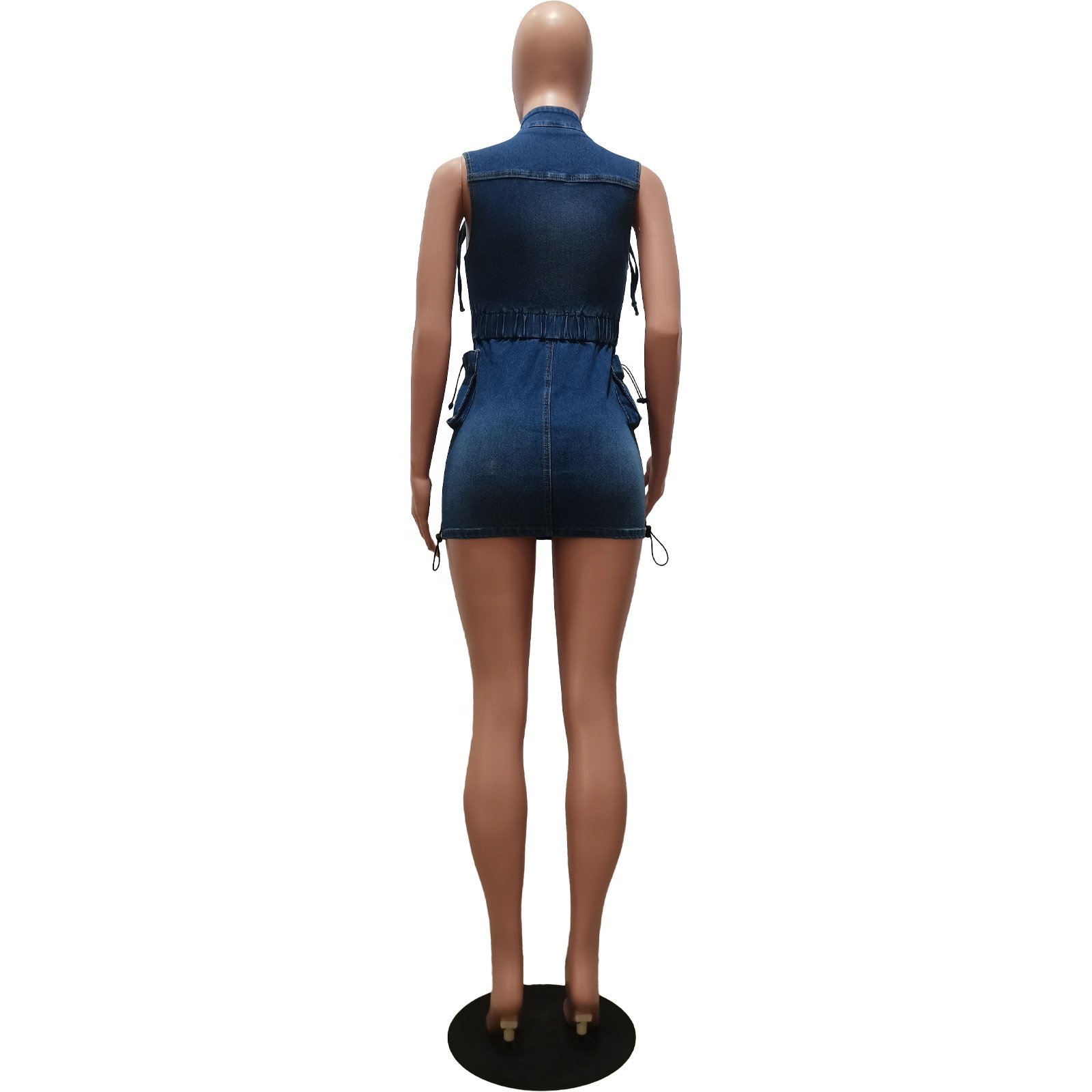 Fashion trendy Sexy hip-wrapped stretch denim dress jeans dress Sexy denim dress