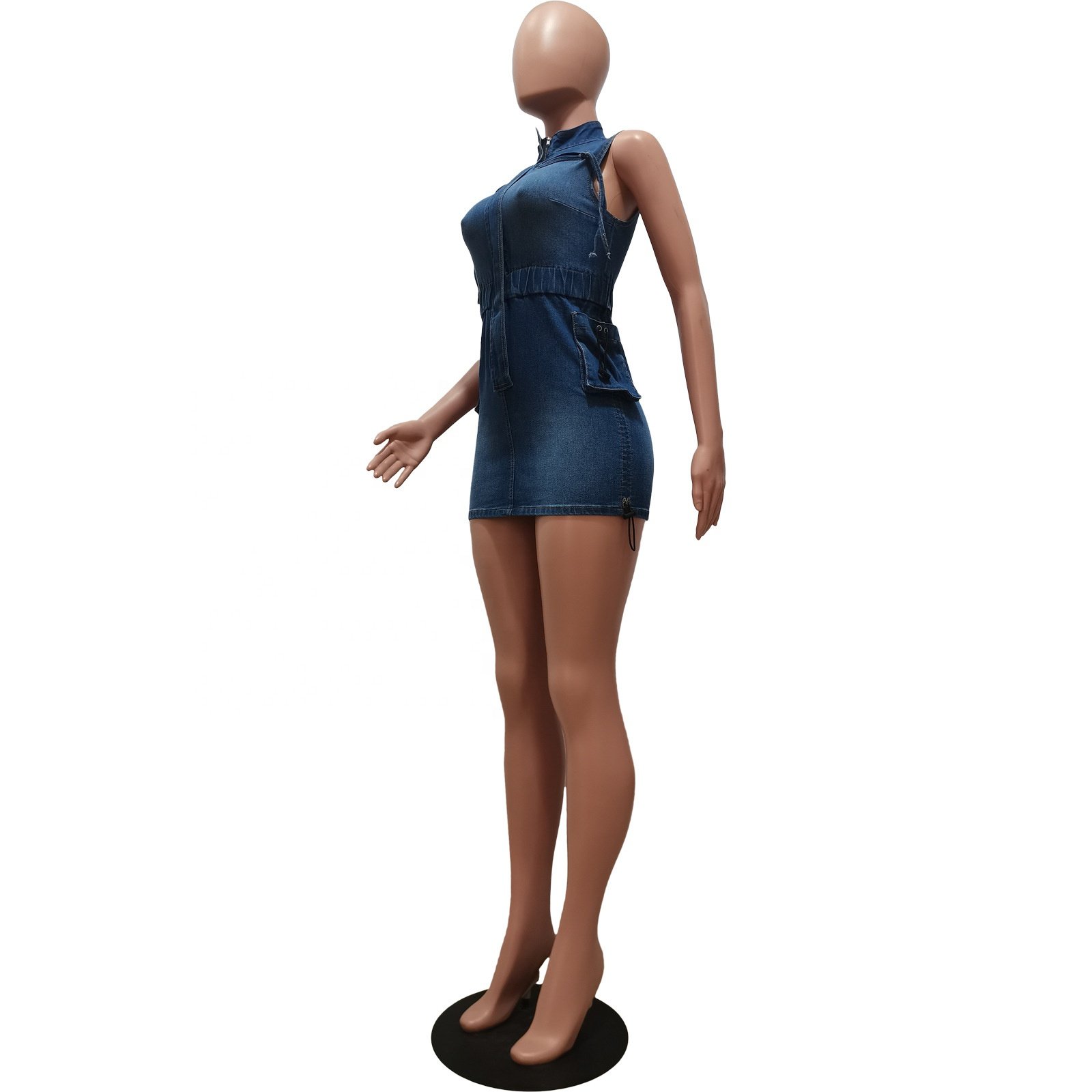 Fashion trendy Sexy hip-wrapped stretch denim dress jeans dress Sexy denim dress