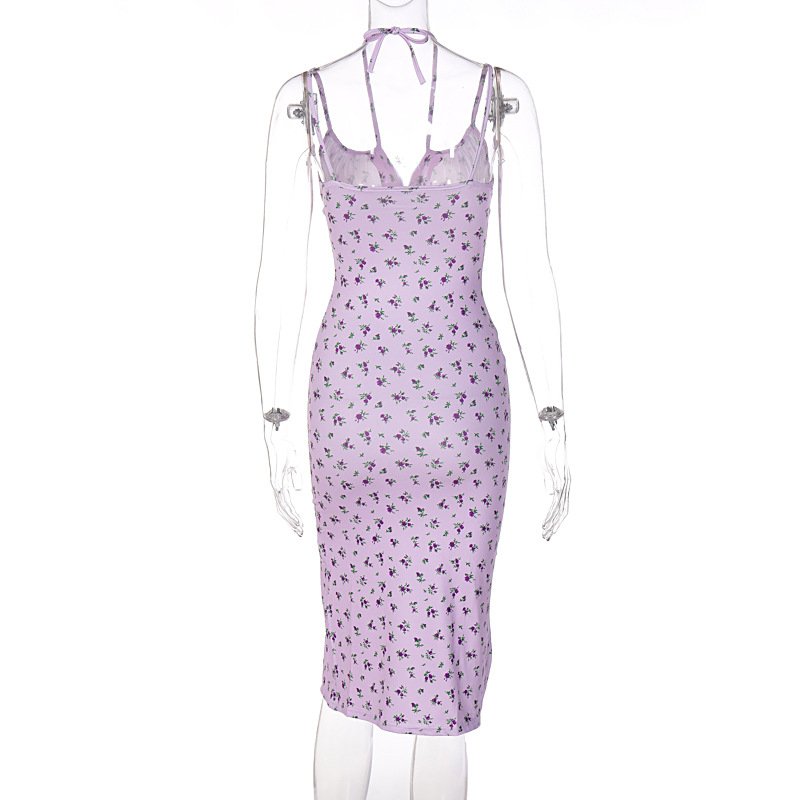 Backless Beach Bohemian Dresses Ladies Strappy Split Summer Floral Casual Women Long Dress for Women