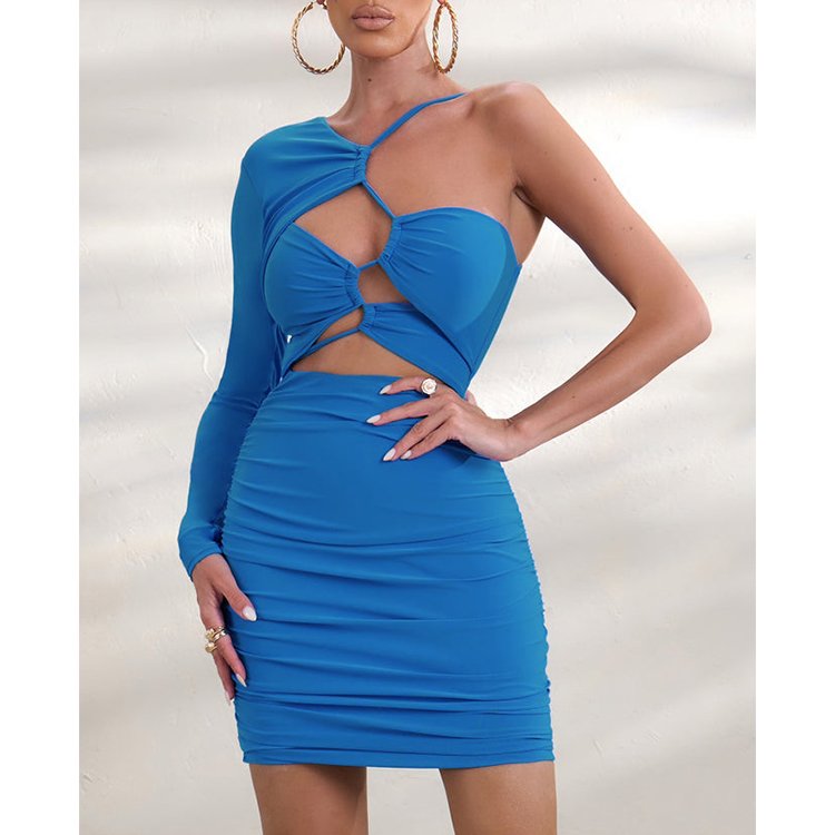 2024 sexy dresses women night club wear one shoulder high quality luxury clothing mini stretch casual summer dress women