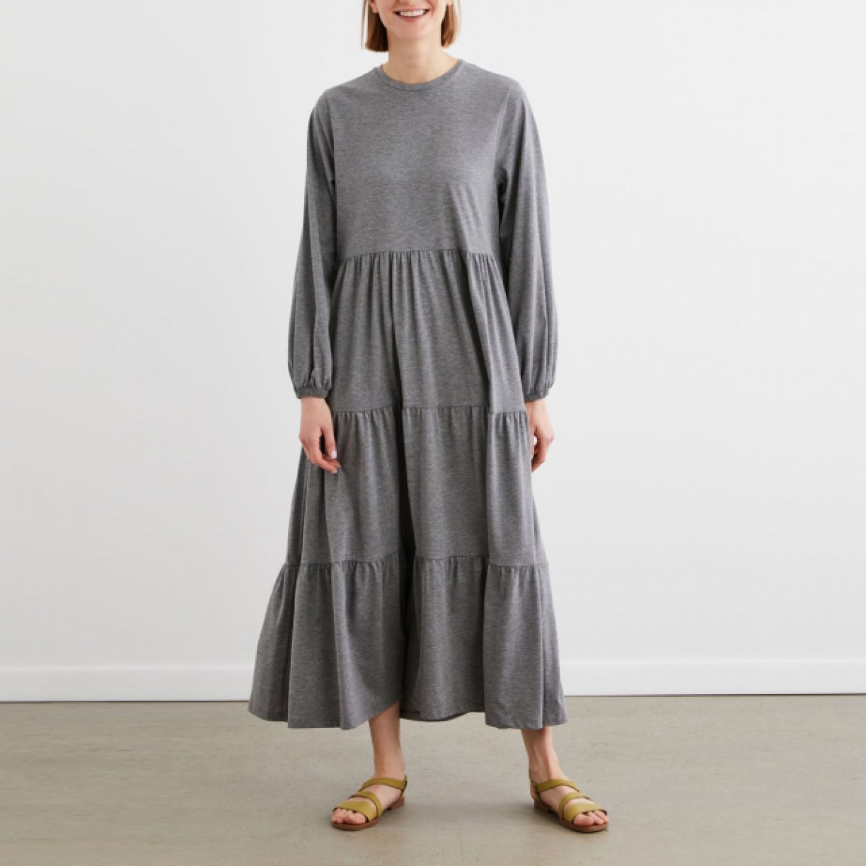 Custom logo summer New Arrivals Round Neck 2-Tiered ruffles casual Dress Women Elegant Summer loose swing dress