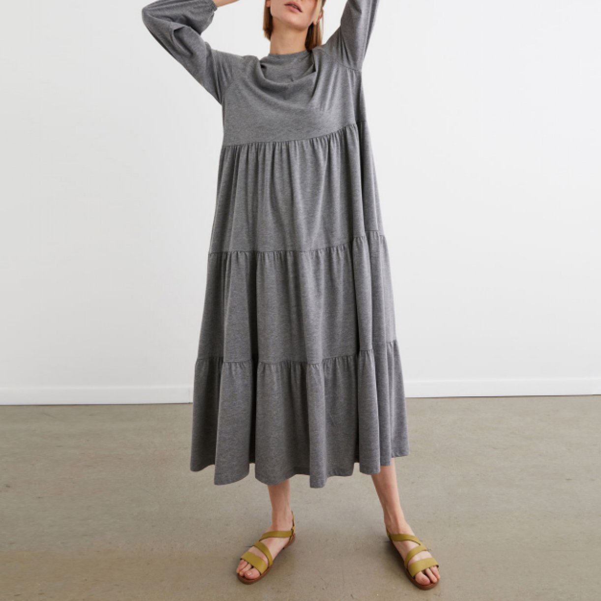 Custom logo summer New Arrivals Round Neck 2-Tiered ruffles casual Dress Women Elegant Summer loose swing dress