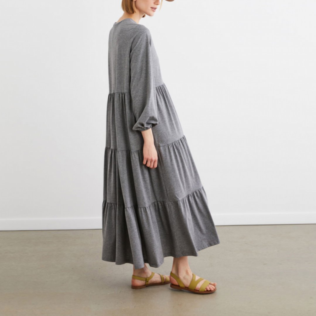 Custom logo summer New Arrivals Round Neck 2-Tiered ruffles casual Dress Women Elegant Summer loose swing dress