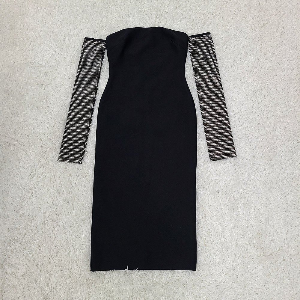 Mesh Bandage Spliced Slim-fit Dess Hollow-Out Design Backless Mesh Birthday Party Club Casual Summer Dress