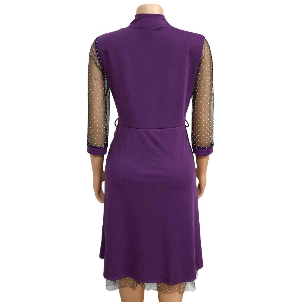 Customized high quality Plus Size Supplier Belt Large Mesh Lace dress Summer 2022 new Patchwork Casual Dot Women Dresses