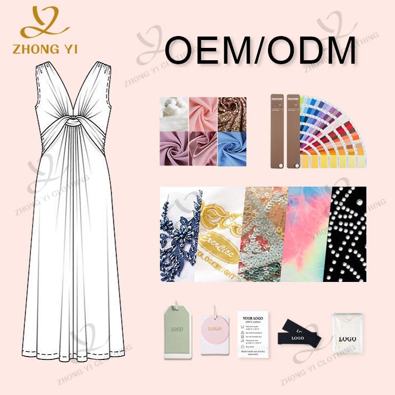 Custom Summer Casual Clothing Resort Style Cotton V-neck Waist Strap Open Back Printed Pleated Women Bohemian Maxi Dresses
