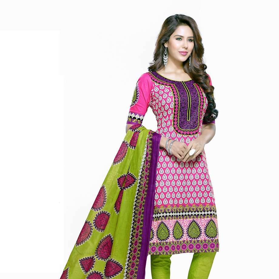Beautiful Ethnic Neck print south cotton dress material Casual dress material