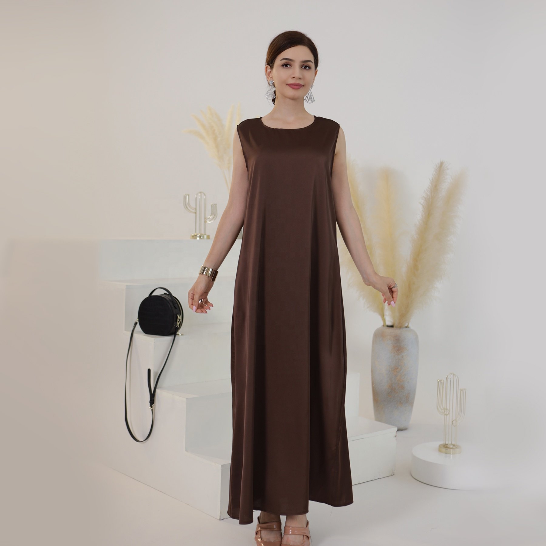 Loriya Customized Colors Muslim Inner Slip Dress Abaya Women Casual Wear Sleeveless Maxi Dresses Abaya