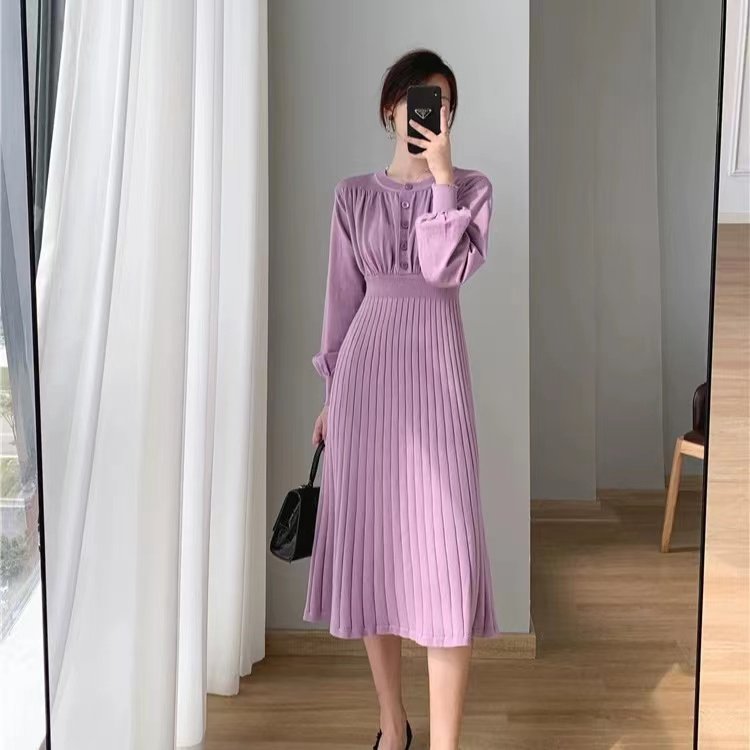 HC autumn mid length over knee knit sweater of women dress slim causal women dress fashion women dress