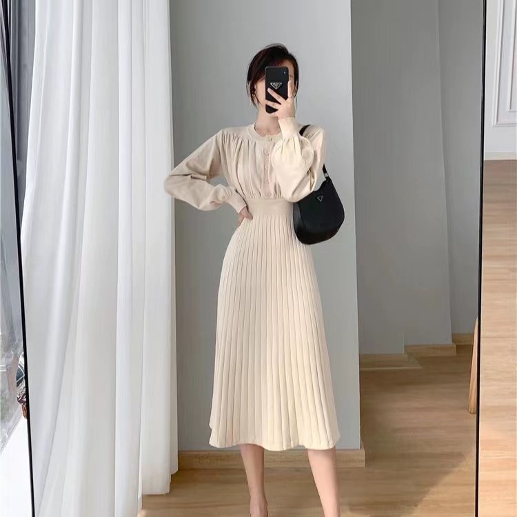 HC autumn mid length over knee knit sweater of women dress slim causal women dress fashion women dress