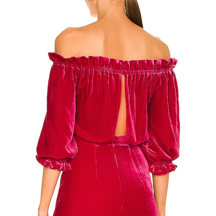 Ledis Dress Women 2023 Ruffled Elegant Cropped Neck Velvet Midi Ladies Fashion Dress