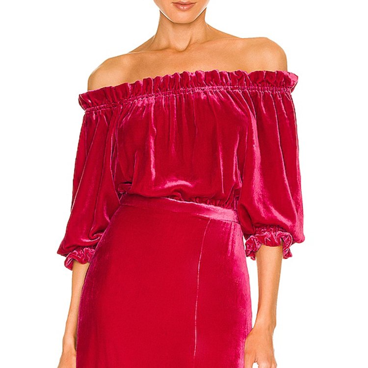 Ledis Dress Women 2023 Ruffled Elegant Cropped Neck Velvet Midi Ladies Fashion Dress