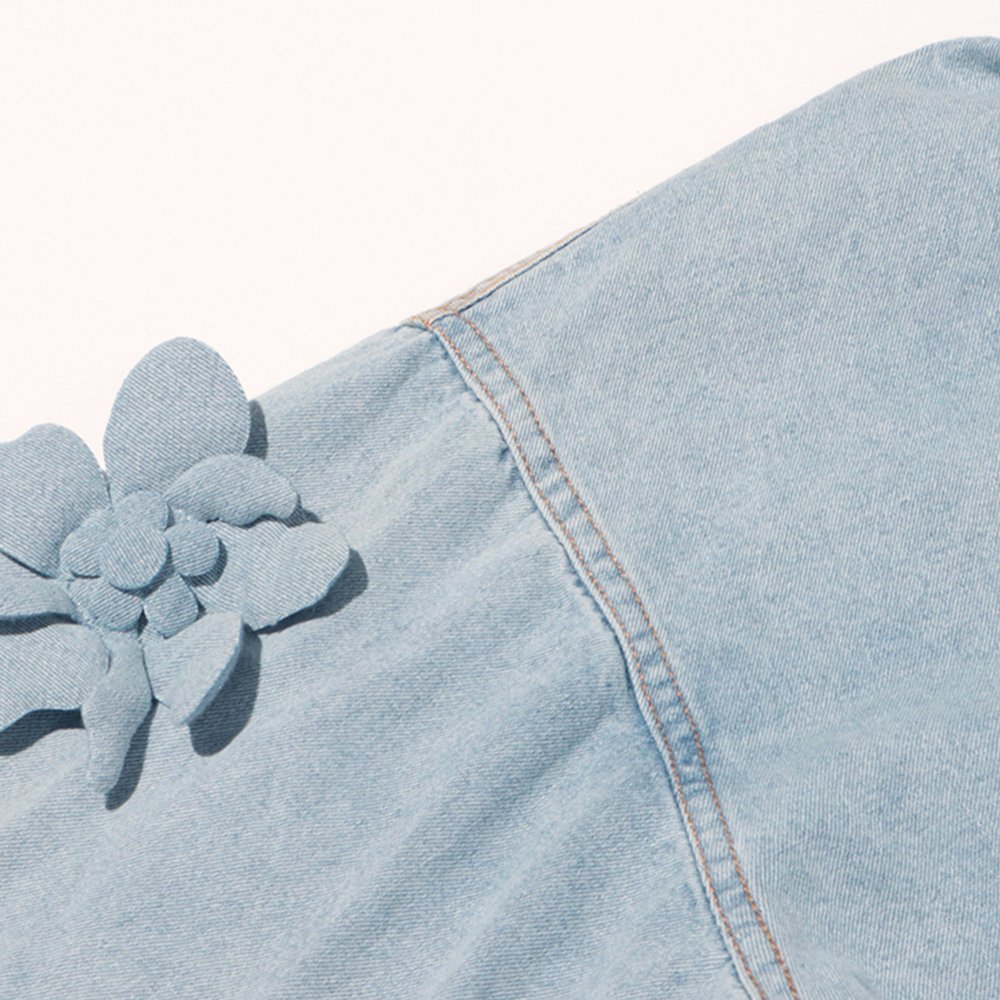 TWOTWINSTYLE Fashion Solid Washed Faded Splice Embroidered Jackets Flower Decoration Women Denim Casual Women's Jackets