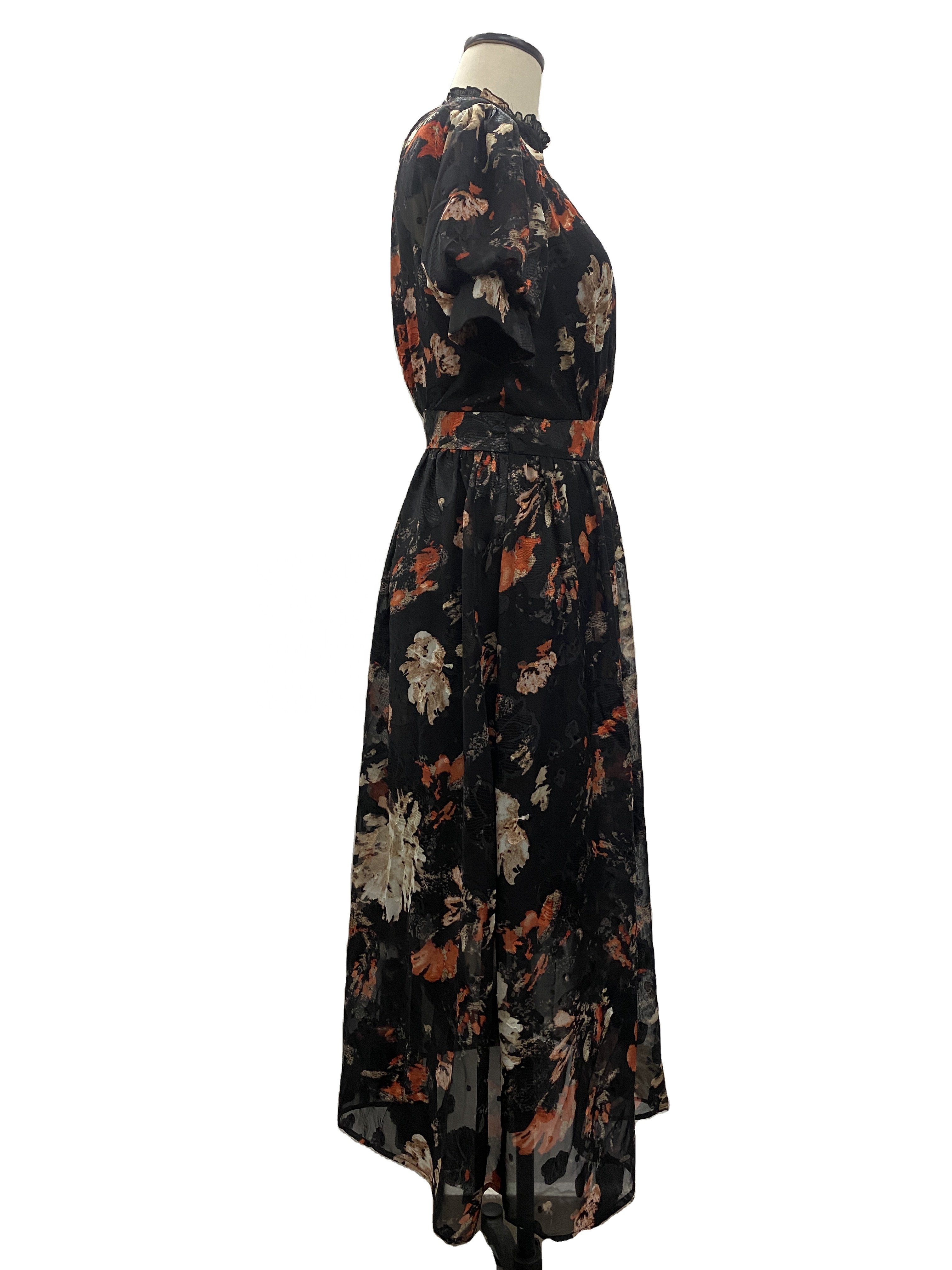 New Design Vintage Women's Dress o neck print casual dress women Suspender Lady Long Dresses