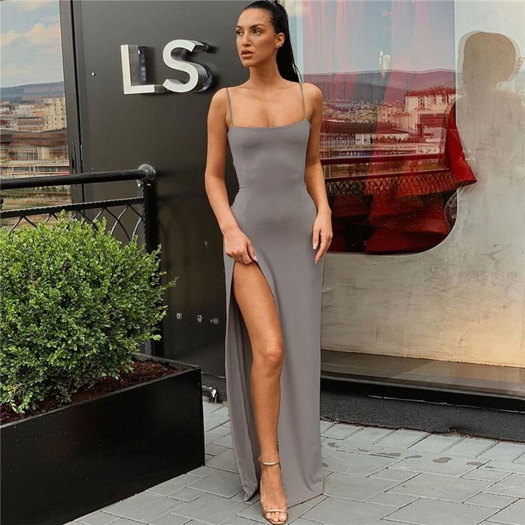 2023 Casual Dresses Women Hot Selling Fashion Sleeveless Sexy Party Night Summer Maxi Elegant Girls Long Split Evening Dress