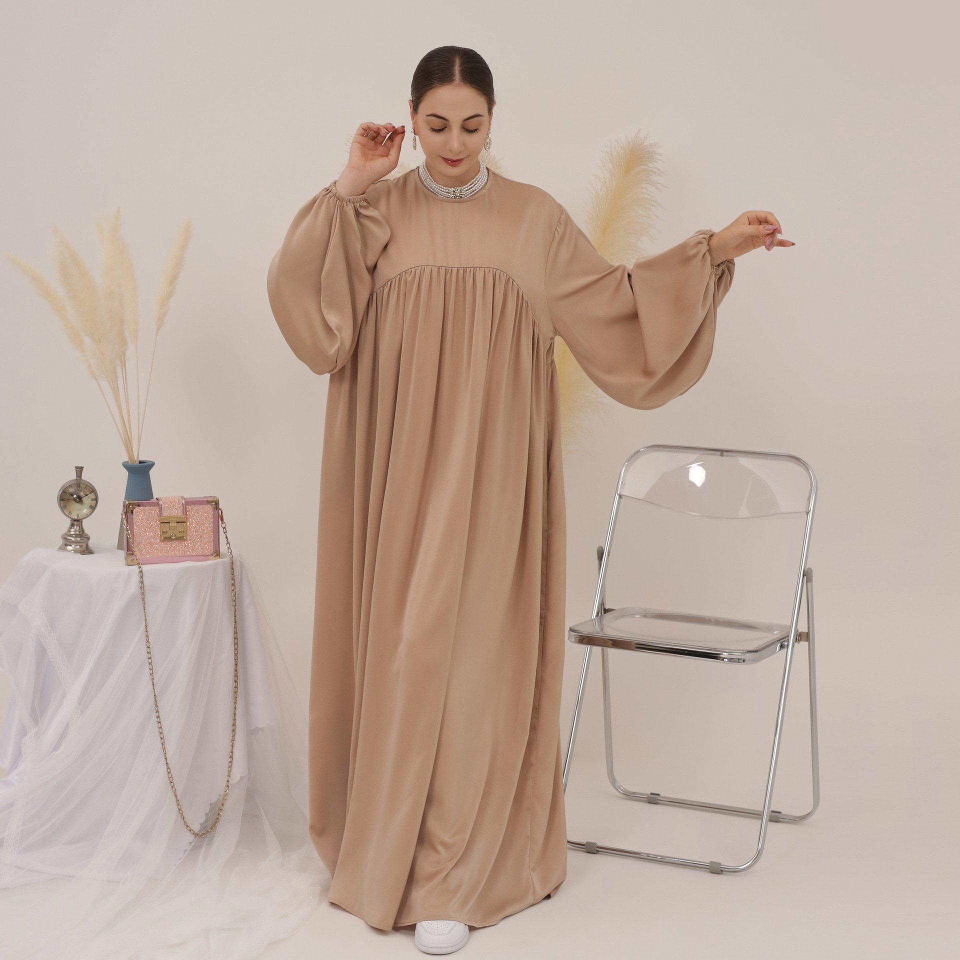 Z-6 Swing solid color loose comfortable robe dress abaya women muslim dresses