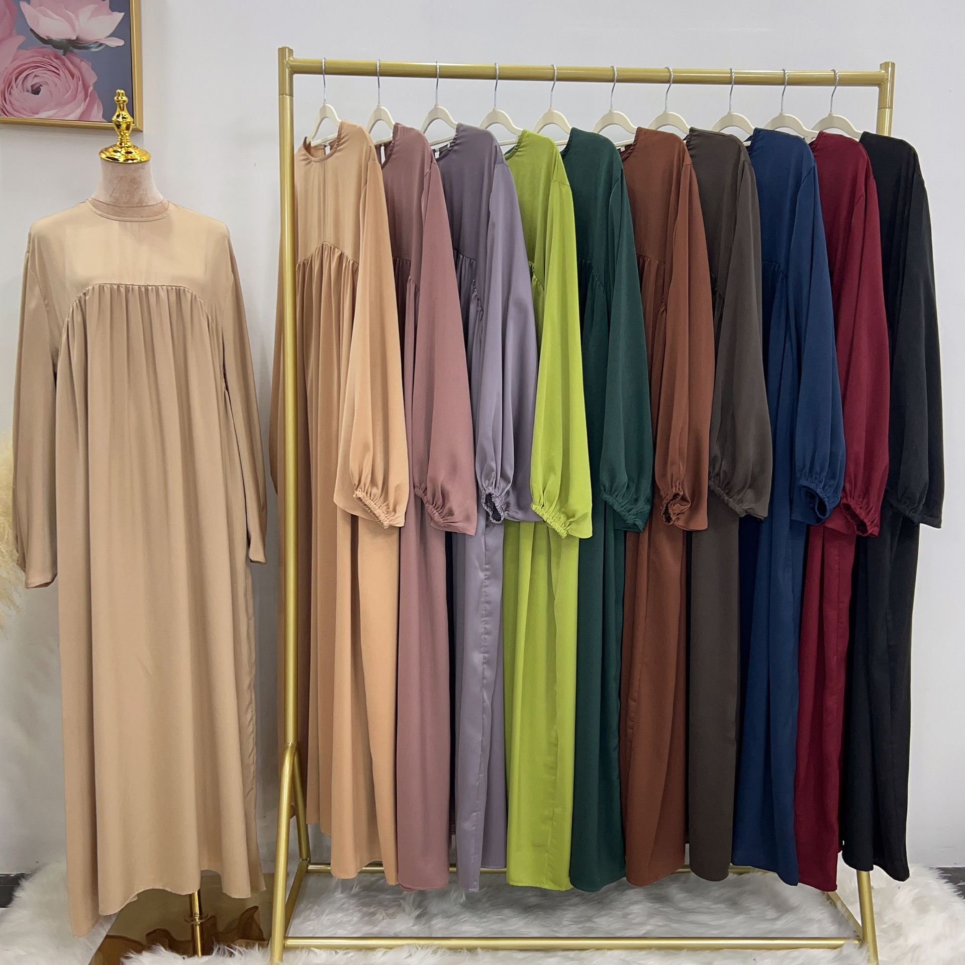 Z-6 Swing solid color loose comfortable robe dress abaya women muslim dresses