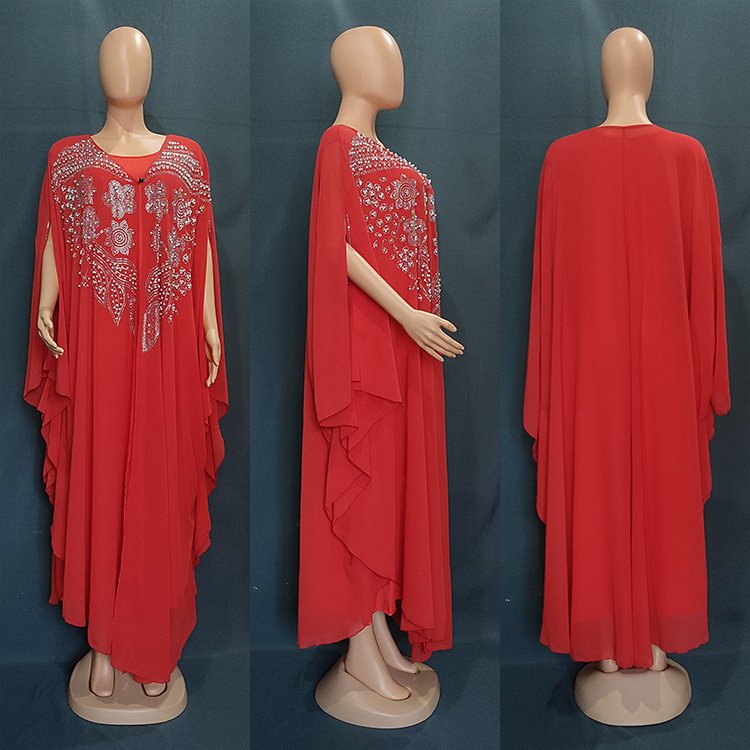 Liu Ming Fall Fashion Women Plus Size African Chiffon Dubai Abaya Robe Muslim Maxi Dress
