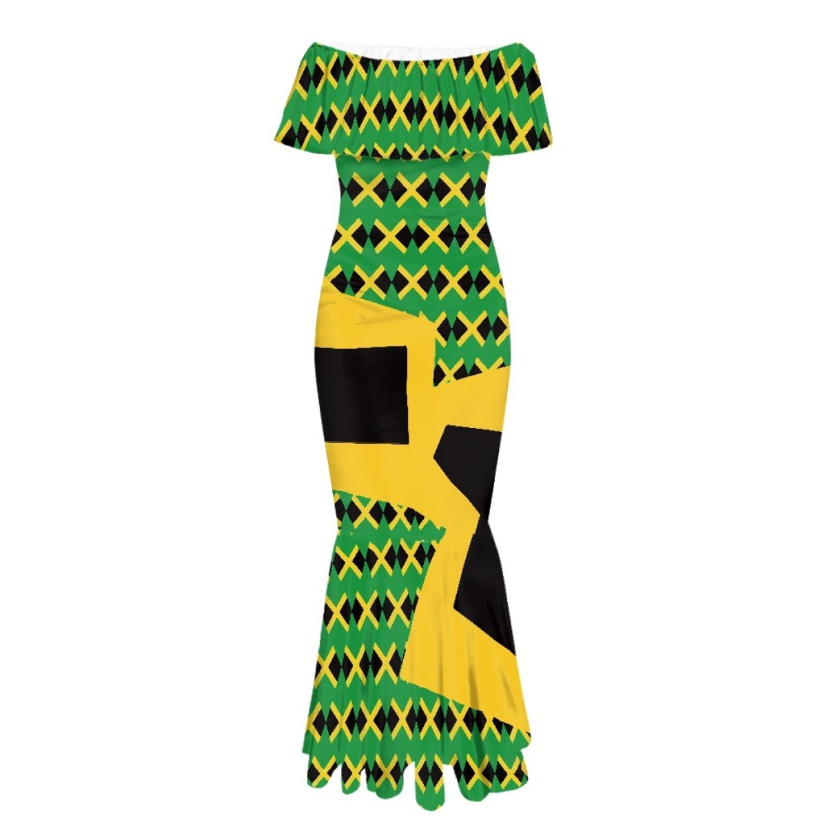 Sublimation Jamaica Flag Popular Plus Size Women's Dresses Wholesale Luxury Streetwear Clothing Stylish Summer Fishtail Dresses