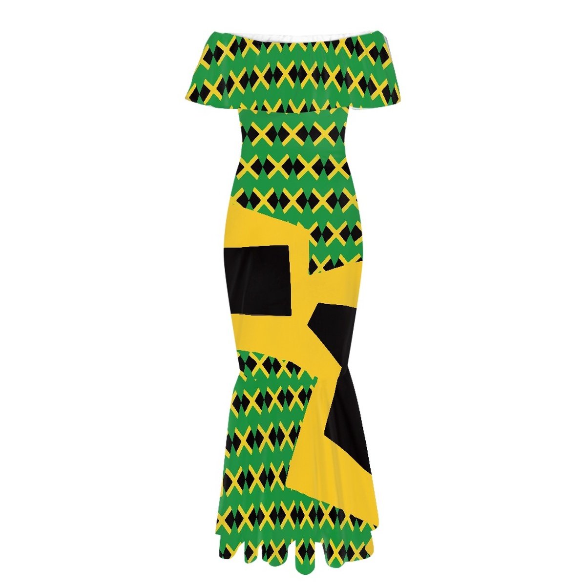 Sublimation Jamaica Flag Popular Plus Size Women's Dresses Wholesale Luxury Streetwear Clothing Stylish Summer Fishtail Dresses