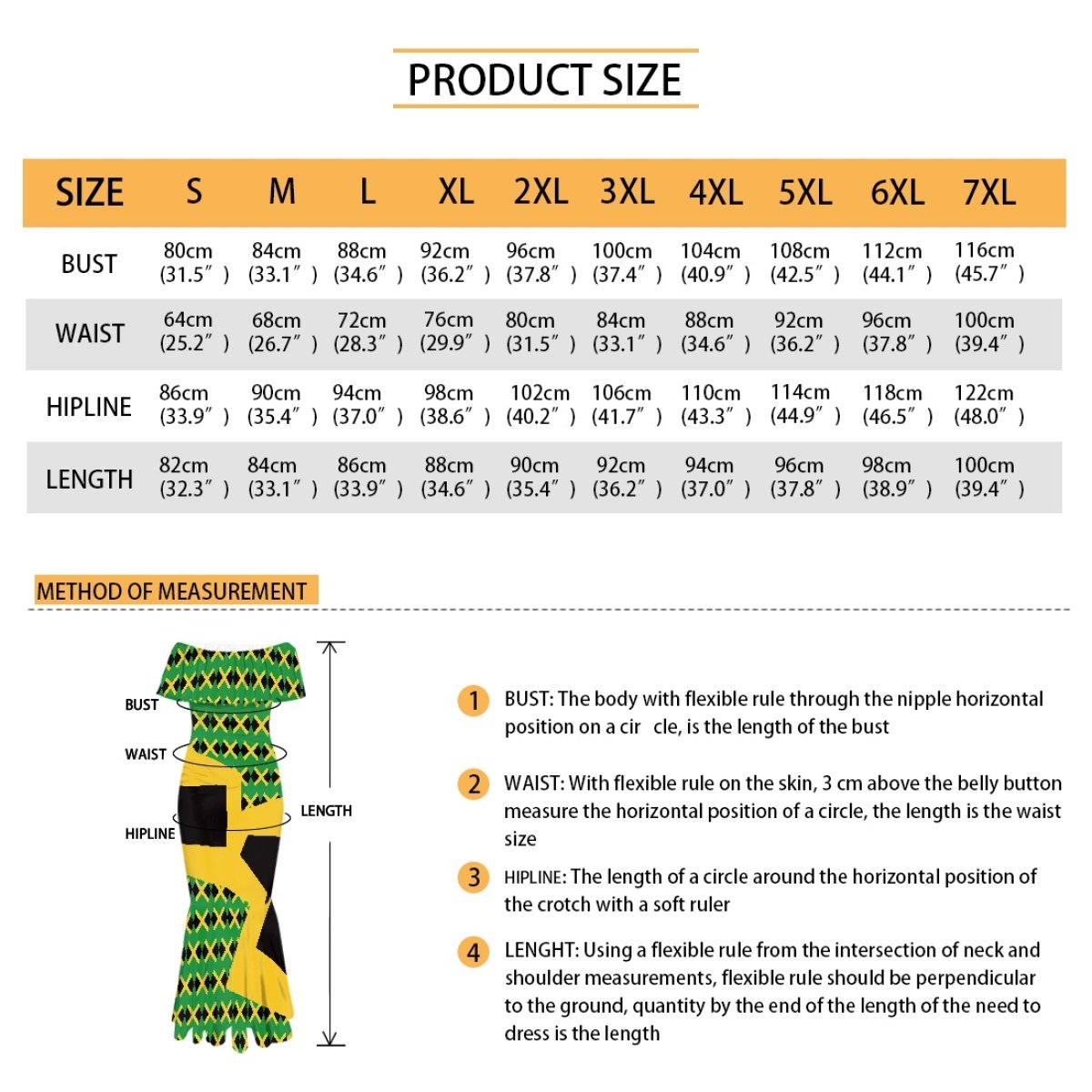 Sublimation Jamaica Flag Popular Plus Size Women's Dresses Wholesale Luxury Streetwear Clothing Stylish Summer Fishtail Dresses