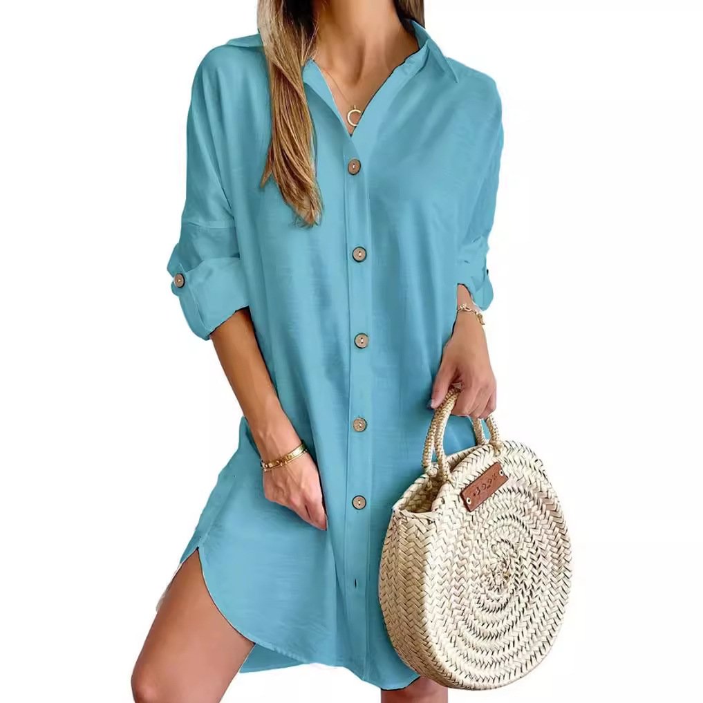 chaoqi brand wholesale woman short casual dresses summer lady shirt Dress summer dress for women