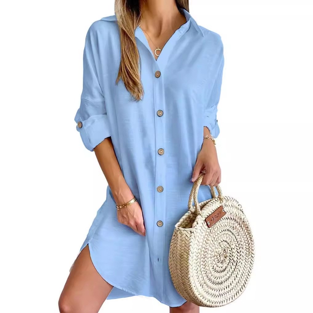 chaoqi brand wholesale woman short casual dresses summer lady shirt Dress summer dress for women