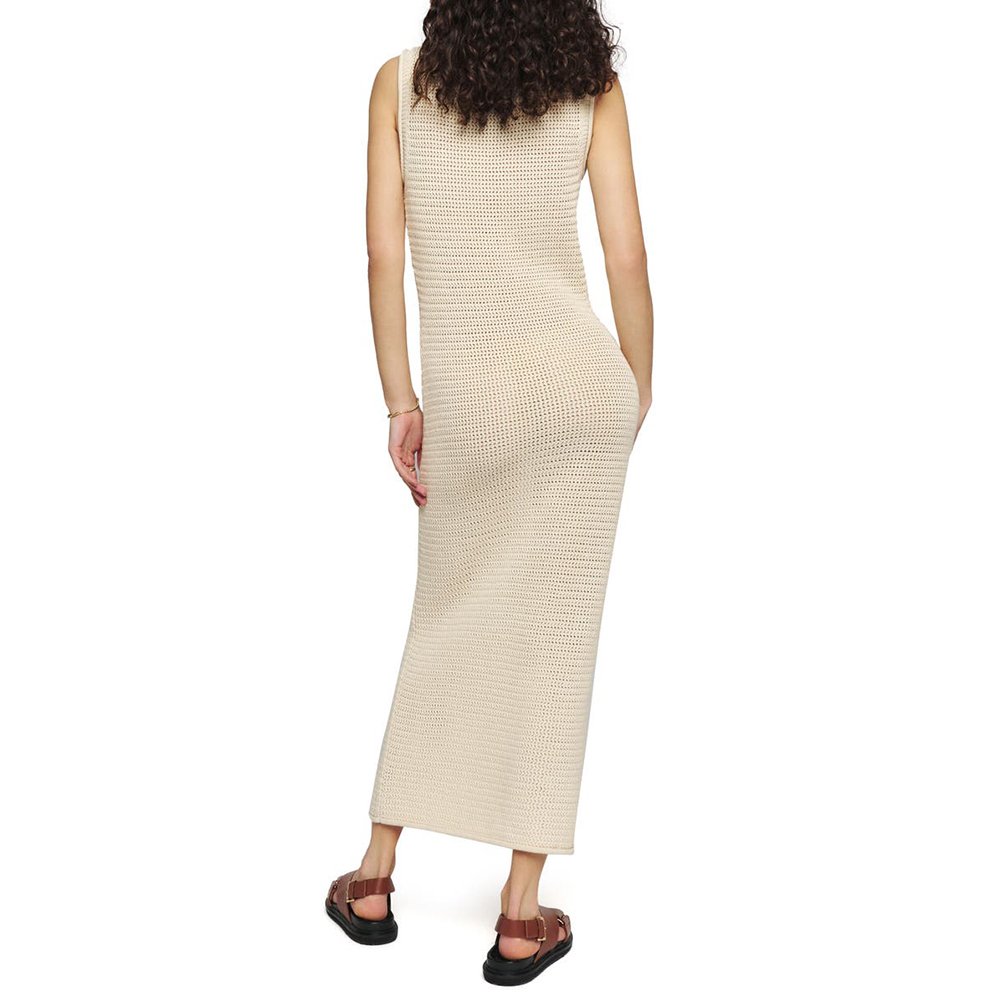 Custom open Knit dress ladies knitwear cotton Stitch Sleeveless crew Neck Women Sweater Knitted Long Maxi Dress Girls