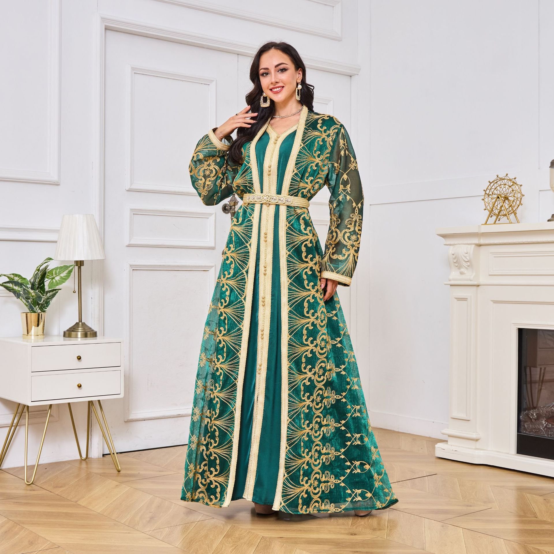 Bettergirl 2024 Summer Luxury Abaya Set Women's Elegant Muslim Dress Robes Casual Dresses Dubai Girl Robes Islam Clothes Dress