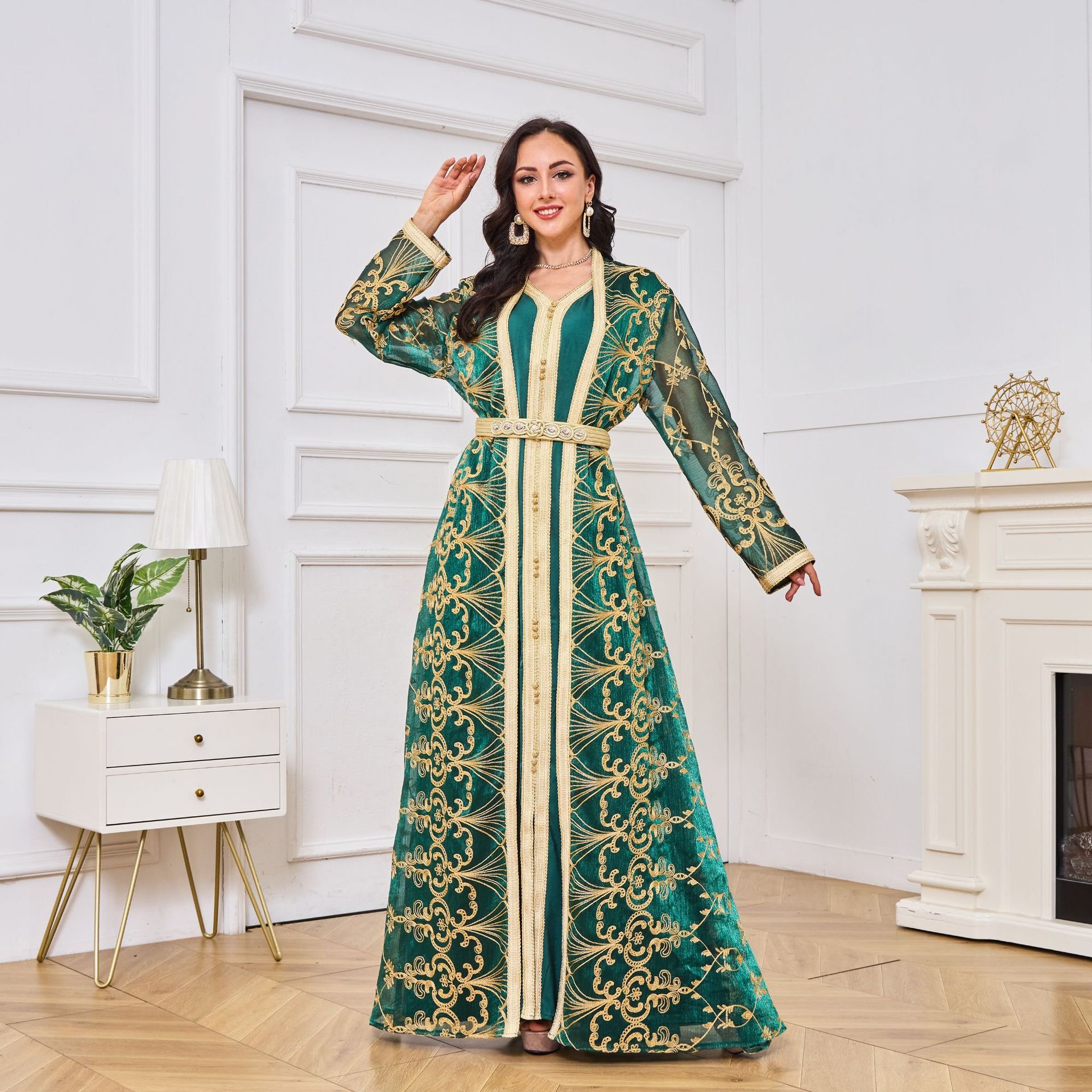 Bettergirl 2024 Summer Luxury Abaya Set Women's Elegant Muslim Dress Robes Casual Dresses Dubai Girl Robes Islam Clothes Dress