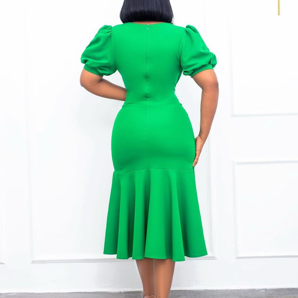 Fashion Pleated Ruched Casual Dress Office Ladies Special Occasion Professional Pencil Women Career Formal Dress
