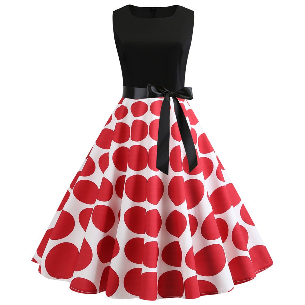 Women Summer Dress Casual Polka Dot Elegant Retro Vintage Dresses 50s 60s Robe Femme Rockabilly Pin Up Office Vestidos